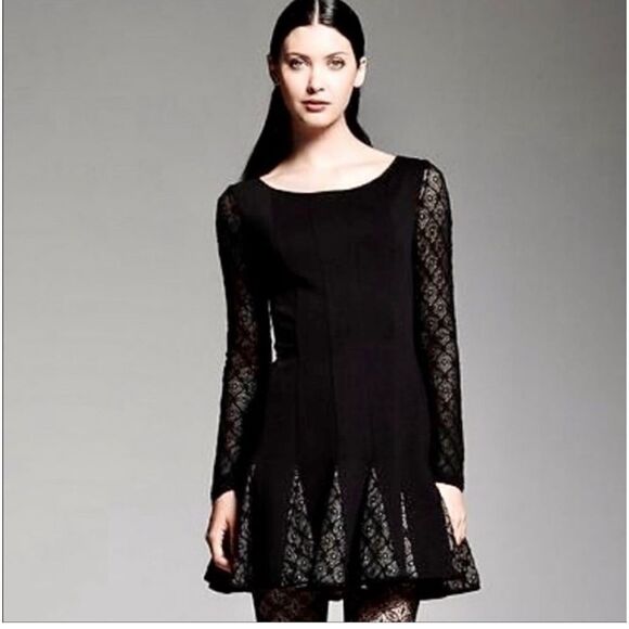 Catherine Malandrino Dresses & Skirts - Catherine Malandrino for Design Nation lace long sleeve black fit flare dress 6